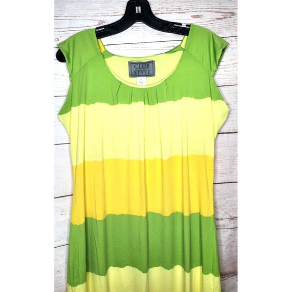 Rare Club Style Yellow Green Nightgown Sleepwear Summer Sleeveless Dress Size 12 - Picture 2 of 10